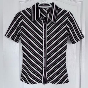 Vintage | Short Sleeve Striped Blouse